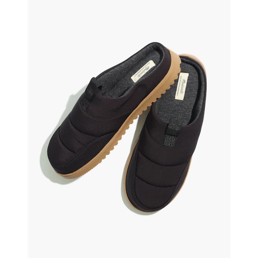 New Madewell The Allweek Slipper in Quilted Recycled Nylon Black Women's Size 5